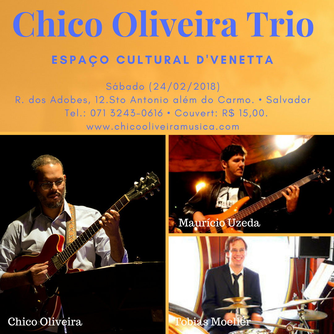 Chico Oliveira Trio no Espaço Dvenetta - Mauricio Uzeda (Contrabaixo), Tobias Moeller (Bateria) 24 de fevereiro de 2018.